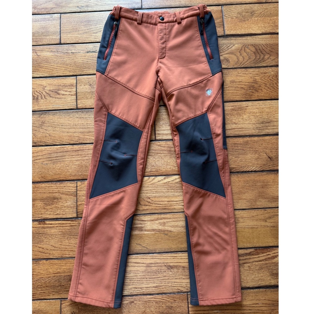 Black Yak Extreme Peak Pants Mens Sm Rust Orange Softshell Fleece Hiking Pant